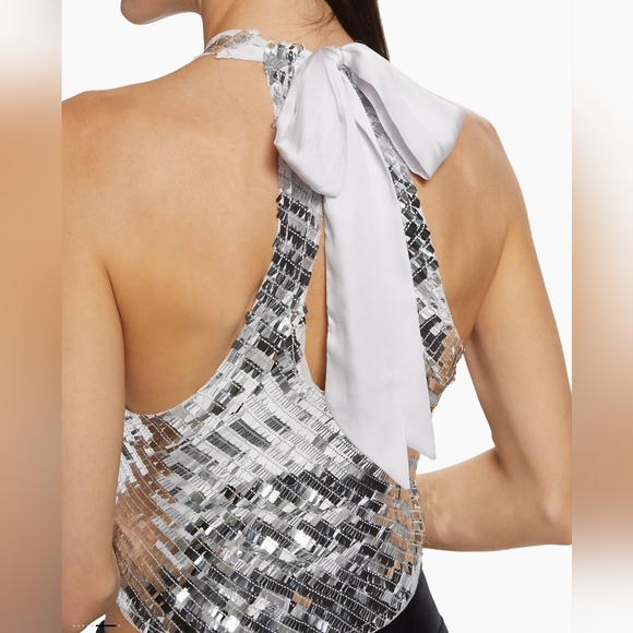 NWOT Free People Intimately Disco Fever Halter Neck Top Cami Black Combo Large - Picture 2 of 13